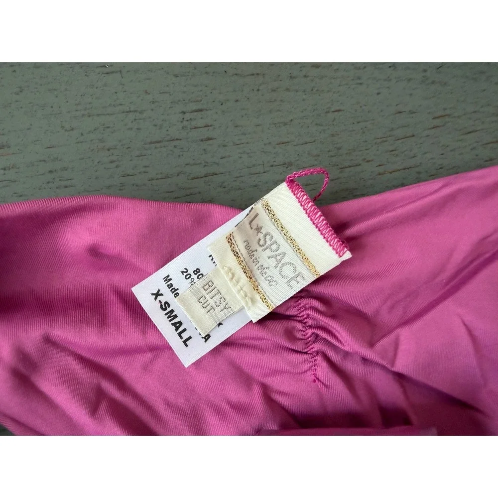 L*Space Bitsy Cut Ruched Back Bikini Bottoms Pink XS Low Rise Cheeky Swim